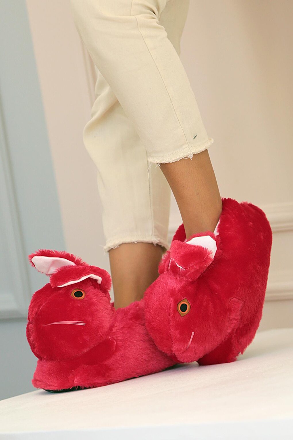 Thermal Sole Plush Rabbit Women's Pandouff A0016-20 Red