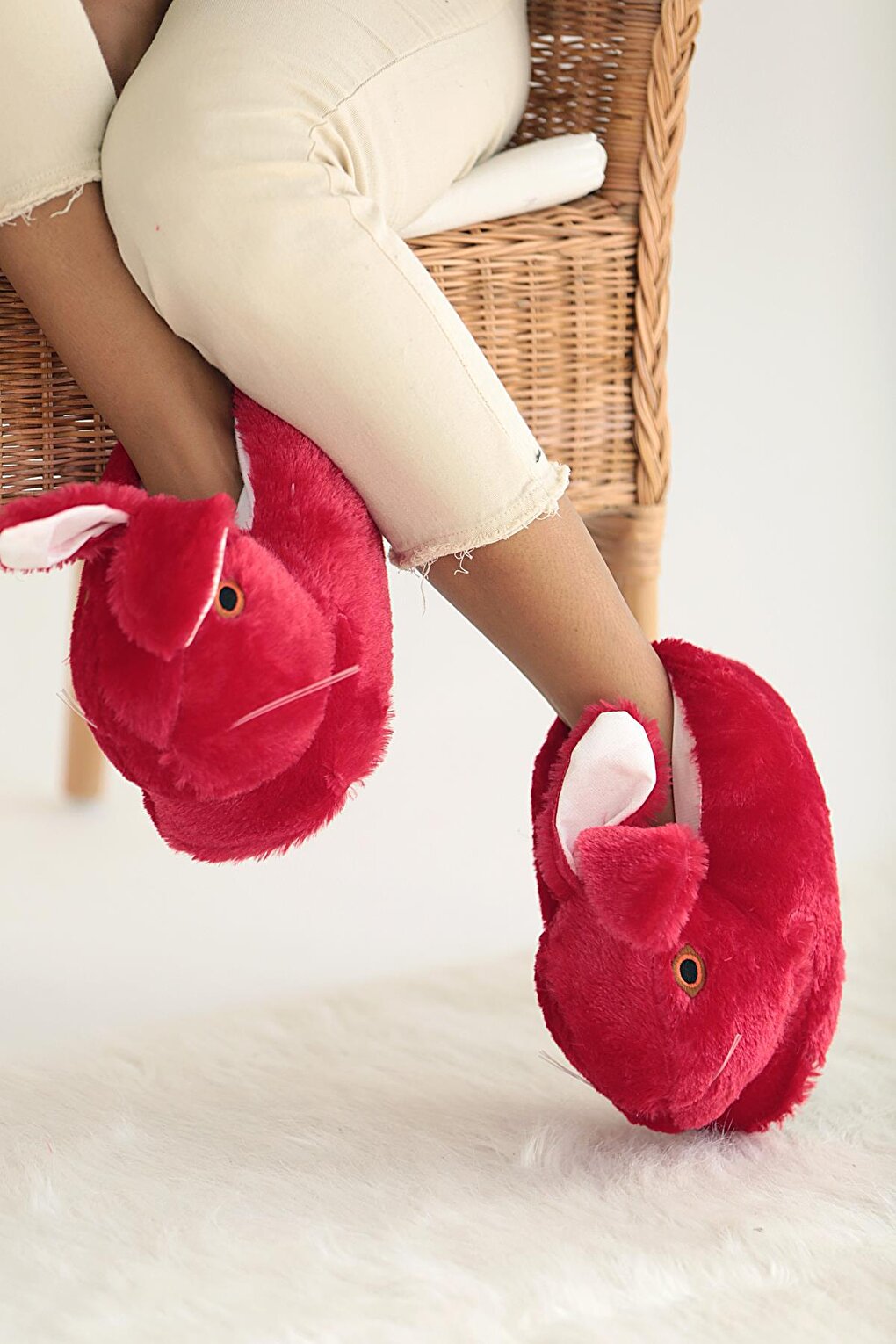 Thermal Sole Plush Rabbit Women's Pandouff A0016-20 Red