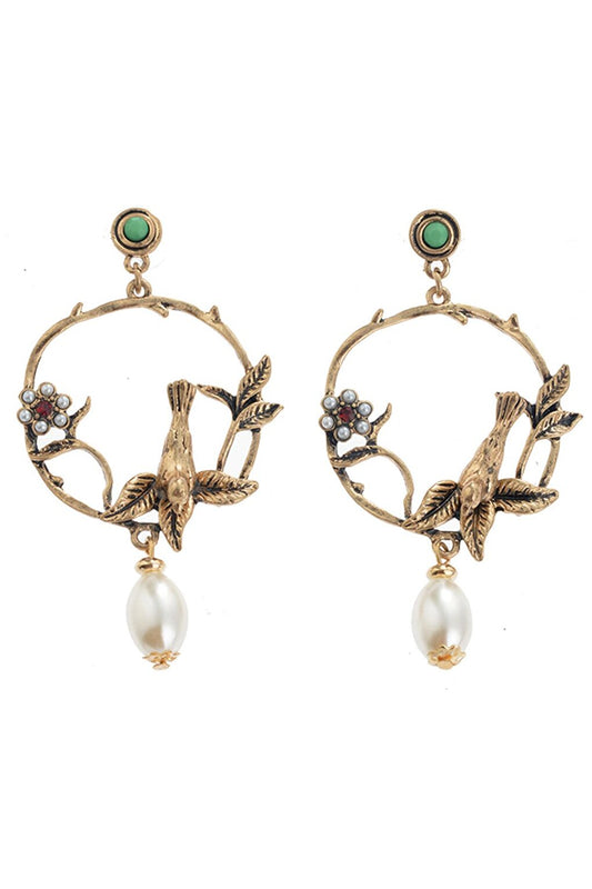 Pearl Bird Earring