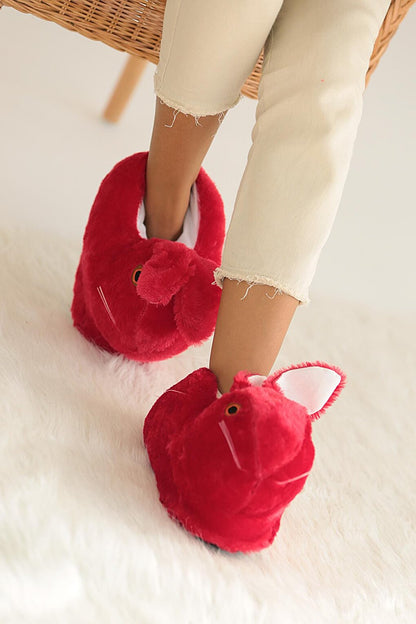 Thermal Sole Plush Rabbit Women's Pandouff A0016-20 Red