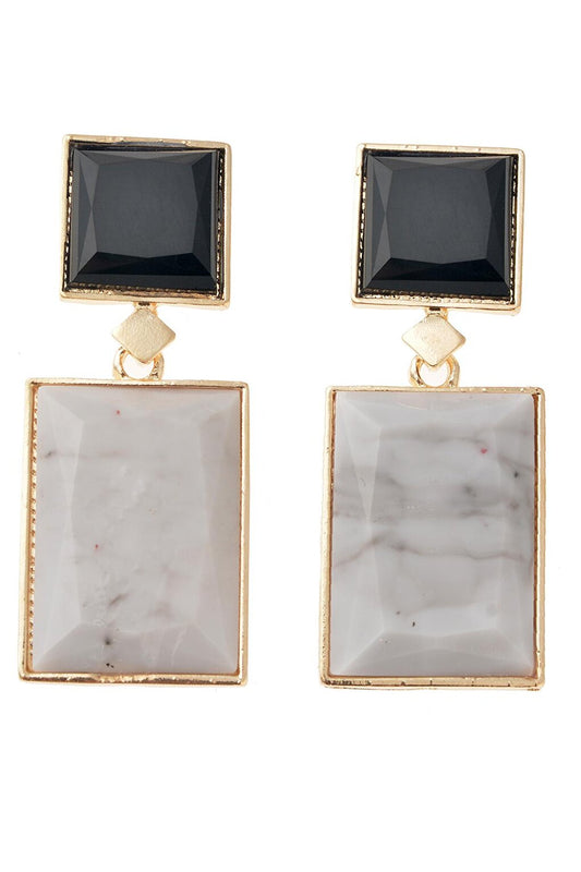 Marble Patterned Rectangular Earrings