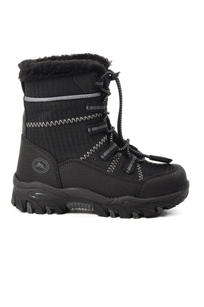 961-P Black-Smoked Shearling Children's Snow Boots