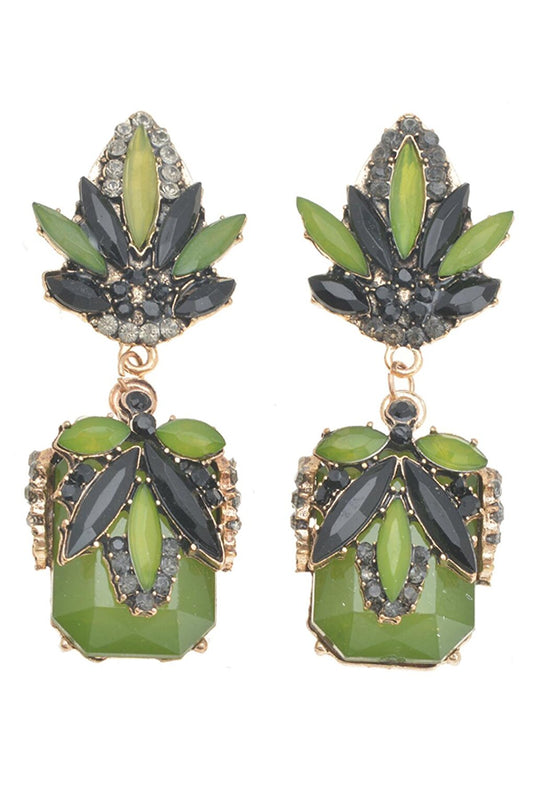 Green Black Stone Earrings