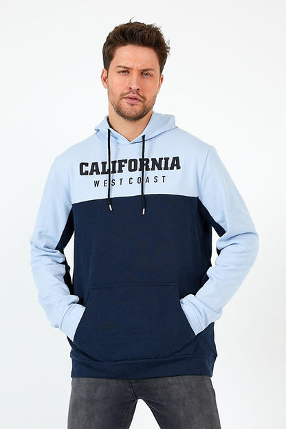 Men's Hooded Garnished Regular Fit CALIFORNIA Printed Sweatshirt SPR22SW166