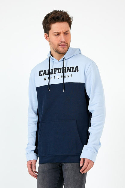 Men's Hooded Garnished Regular Fit CALIFORNIA Printed Sweatshirt SPR22SW166