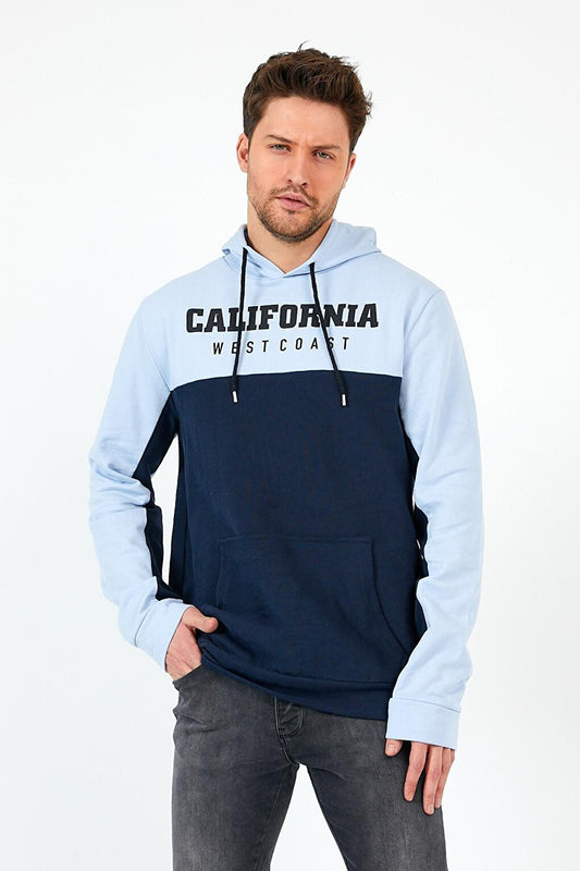 Men's Hooded Garnished Regular Fit CALIFORNIA Printed Sweatshirt SPR22SW166