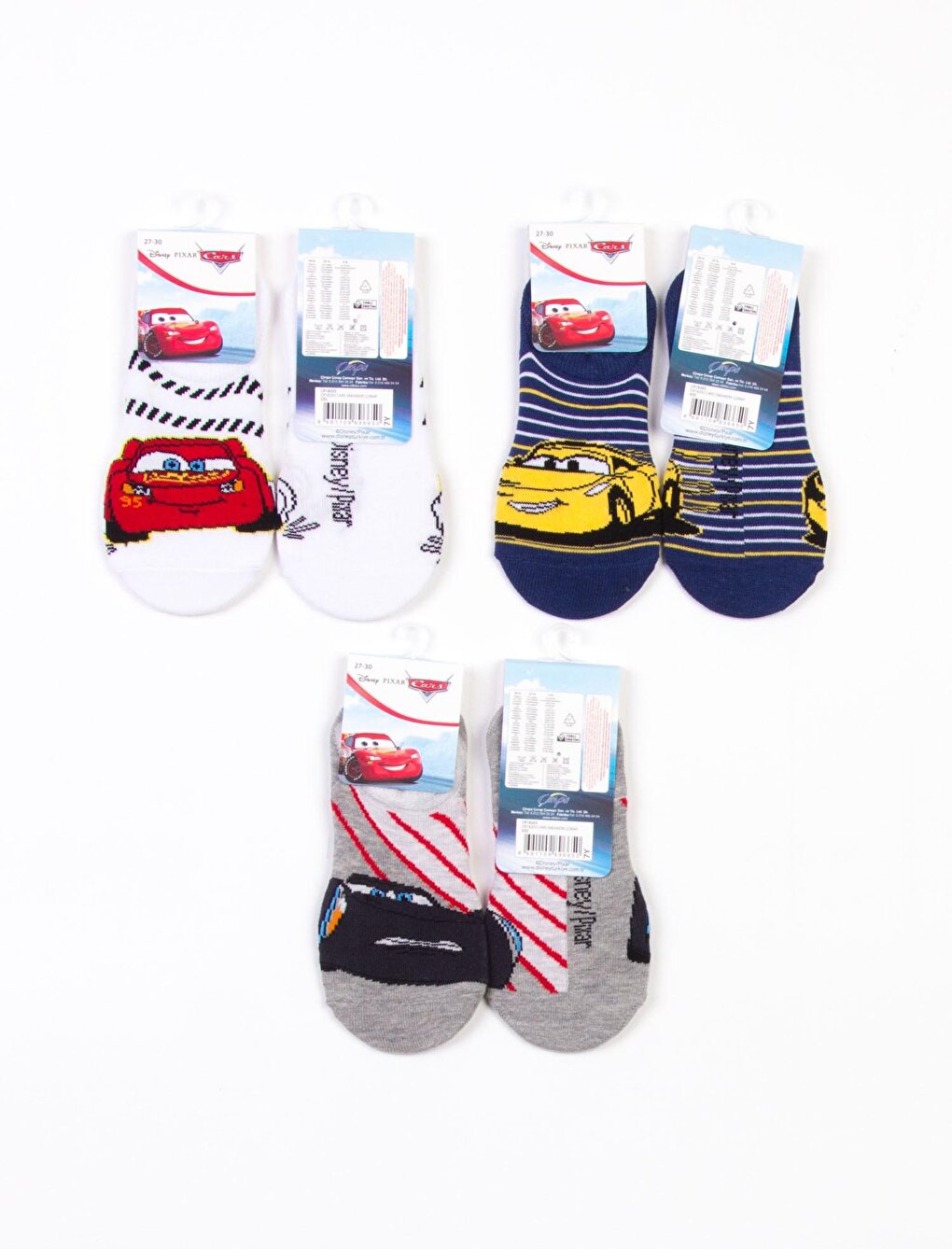 Cars Licensed 3 Pairs Kids Sneakers Socks 18203