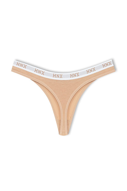 Basic Women's Thong Panties with Elastic Waist Cotton