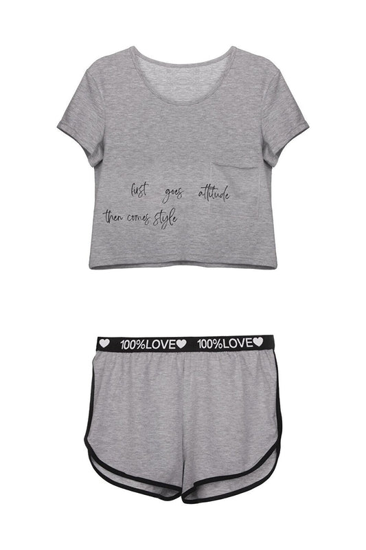 Short Sleeve Crop Shorts Set