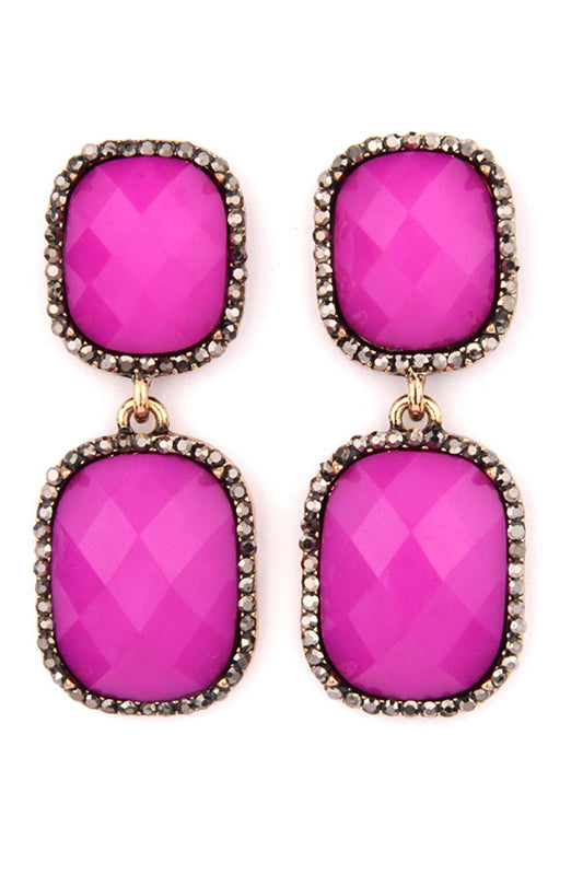 Fuchsia Smoked Stone Earrings