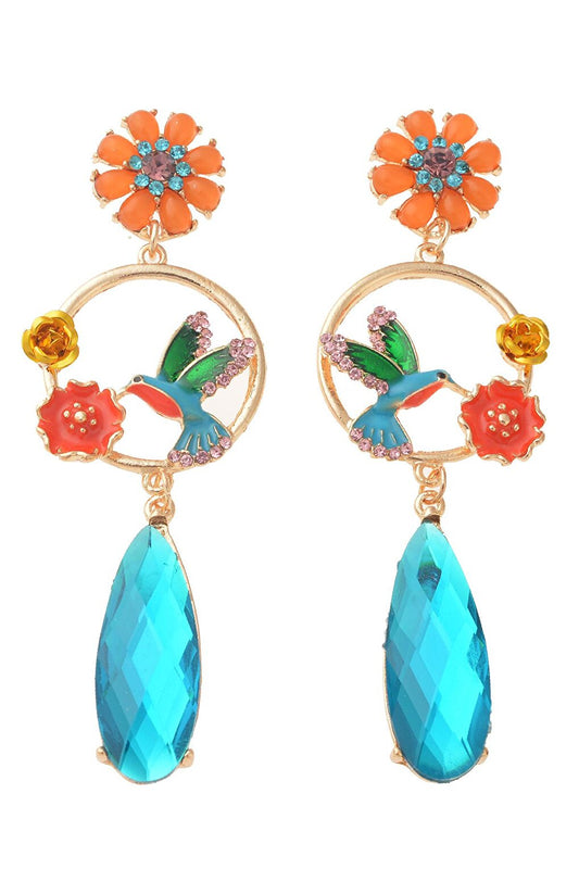 Bird And Flower Earrings