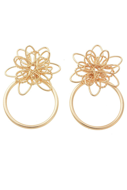 Gold Flower Hoop Earrings