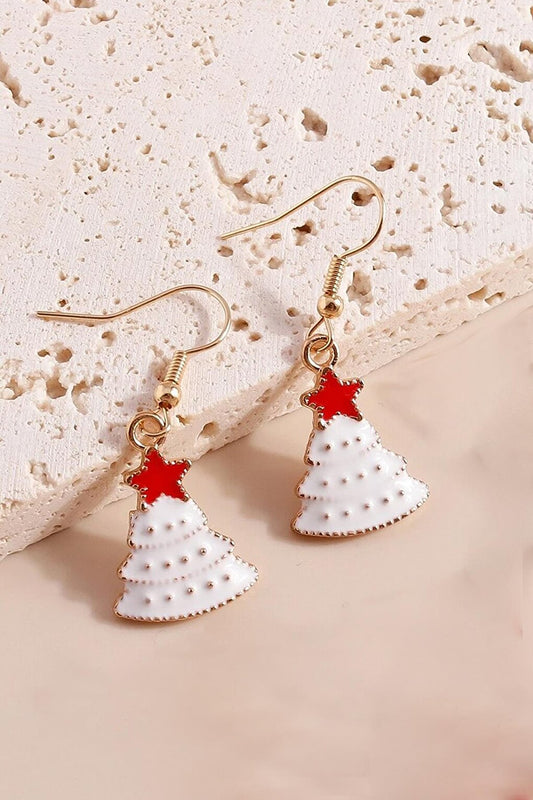 Christmas Tree and Santa Claus Figure Dangle Earring