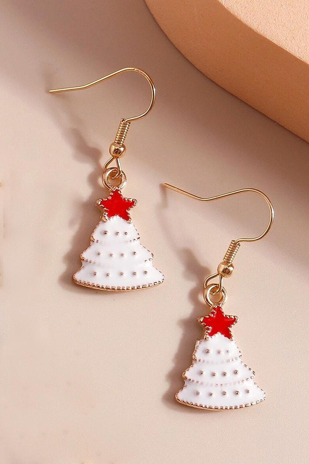 Christmas Tree and Santa Claus Figure Dangle Earring