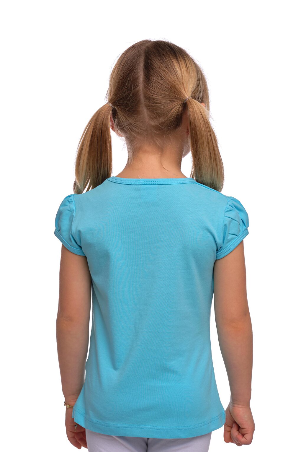 Cyan Girl's Short Sleeve Basic T-Shirt