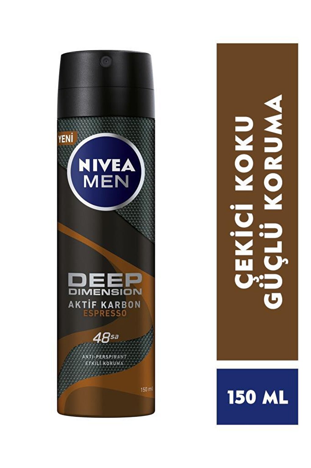 Men's Deodorant Deep Dimension Espresso 150 ml X3 Pieces, 48 Hours Anti-Perspirant Protection