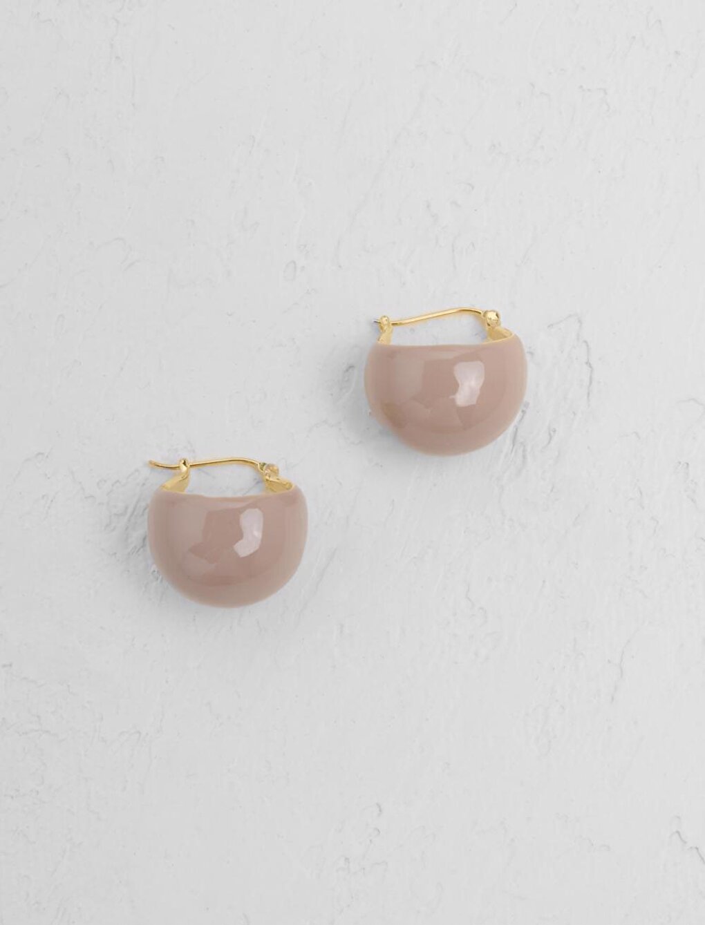 Salmon Pink Stone Detailed Oval Clip Earrings