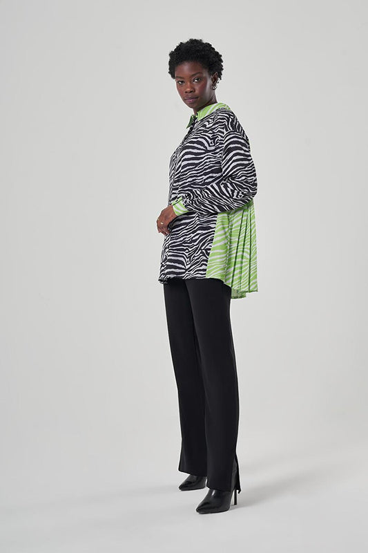 Pleated Back Zebra Black Tunic