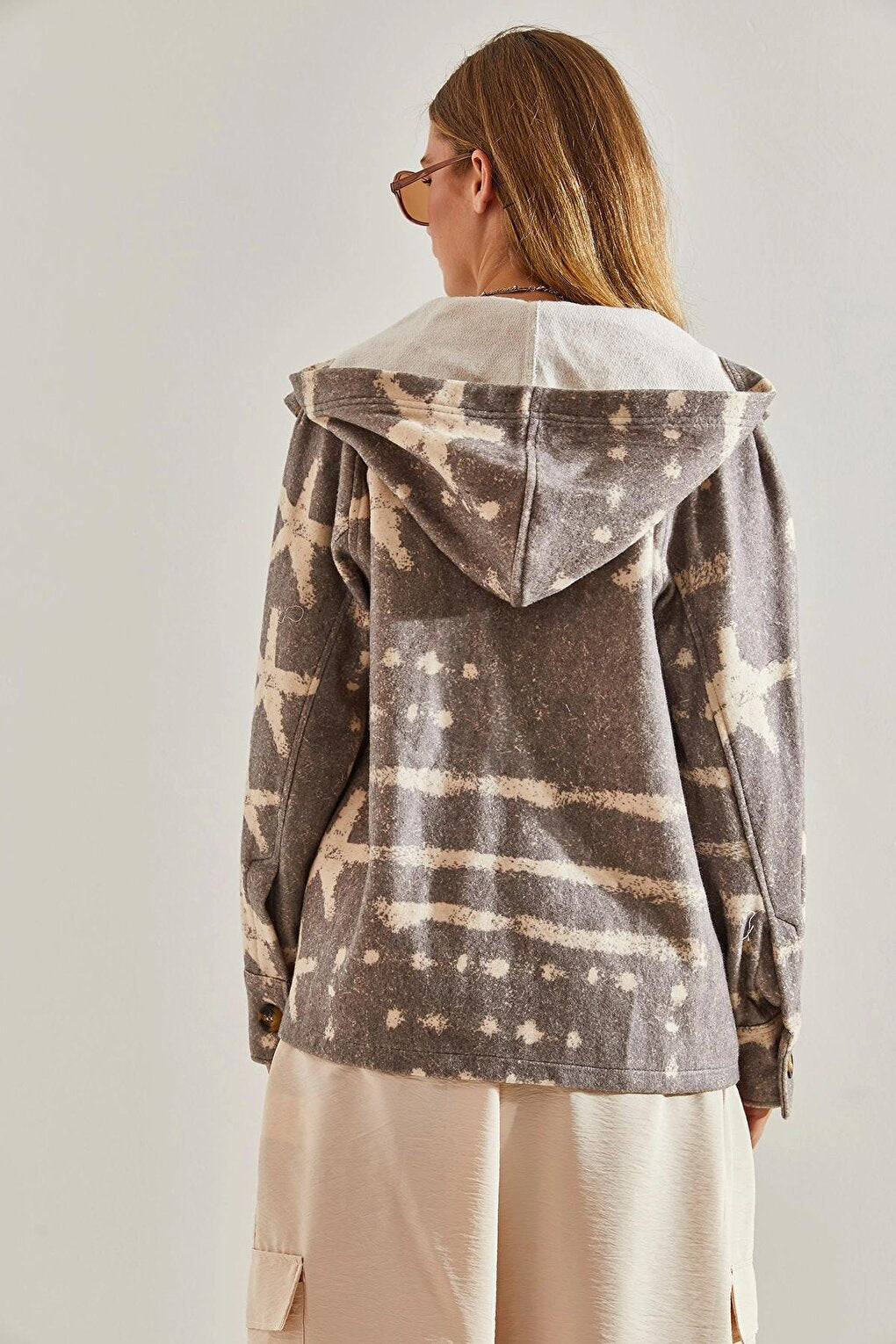 Women's Piece Patterned Hooded Cashew Jacket