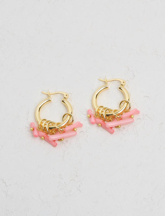 Light Pink Multi-Stone Hoop Earrings