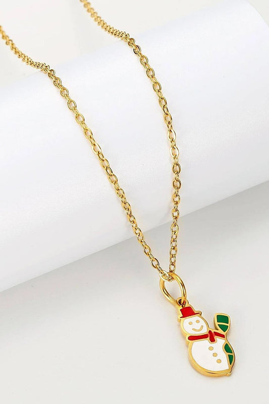 Christmas Necklace Snowman Charm Pendant Necklace