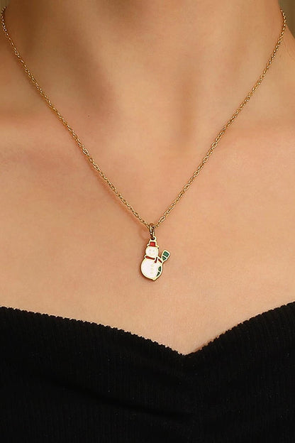 Christmas Necklace Snowman Charm Pendant Necklace