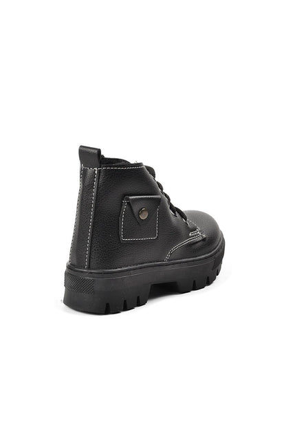 Arz 2301003-P Black Shearling Children's Boots