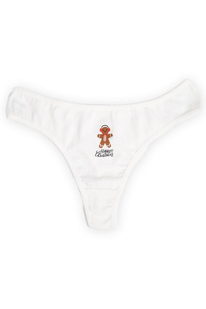 Ecru Ho Ho Ho 3-Piece Cookie Thong Panties with Headphones