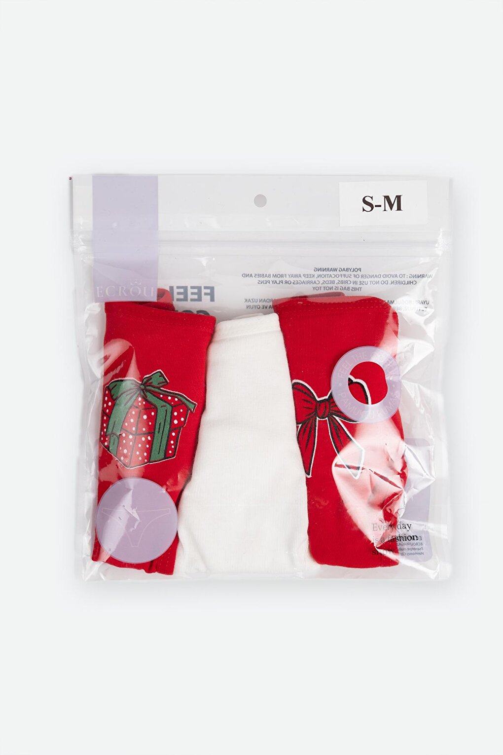 Red Gift Package 3-Piece Christmas Thong Panties