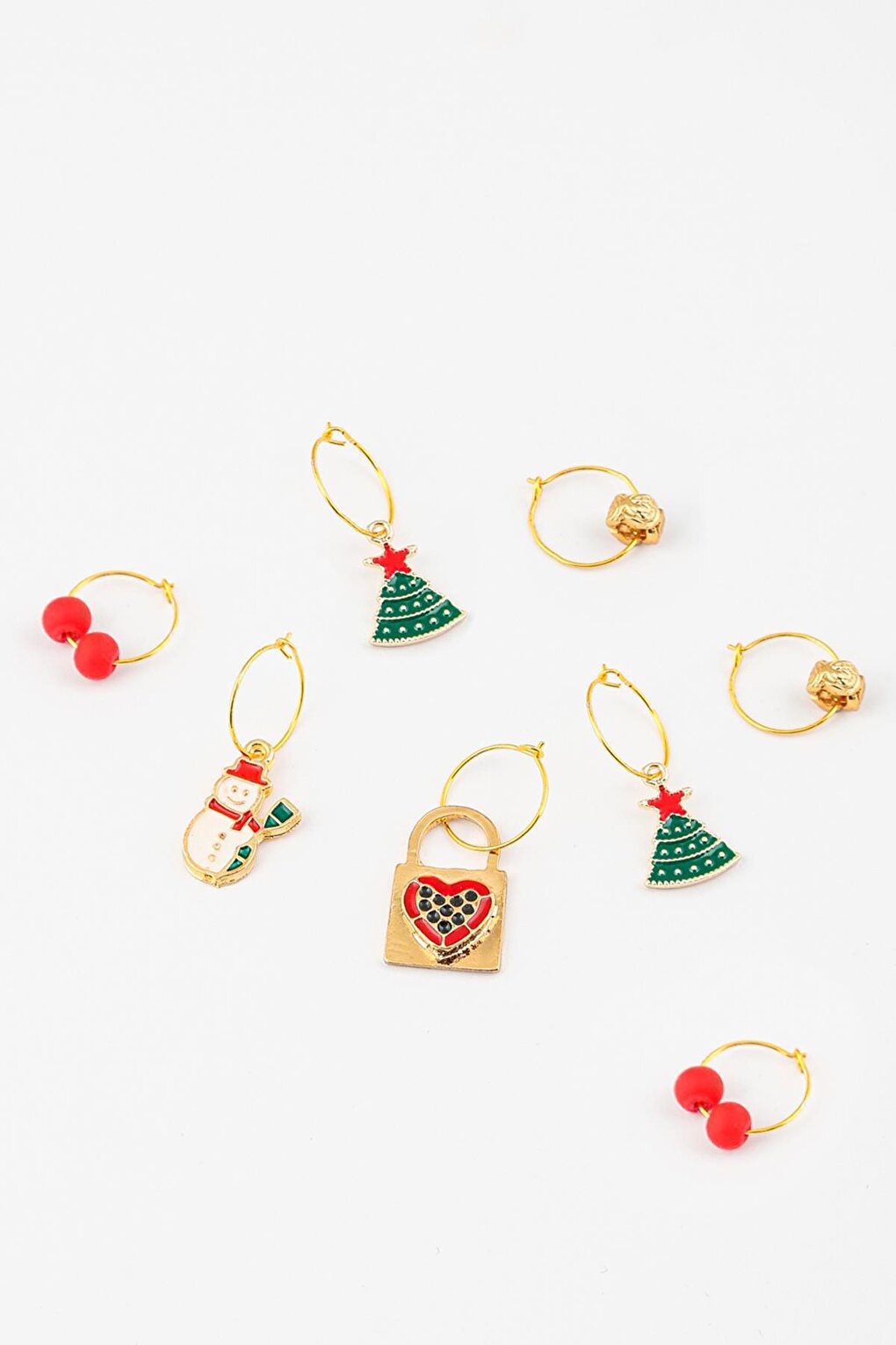 Christmas Ornaments Hair Earring Set 8-pack