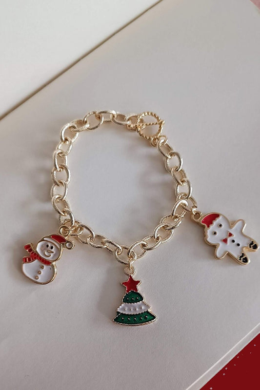 New Year's Bracelet with 3 Charm Pendants