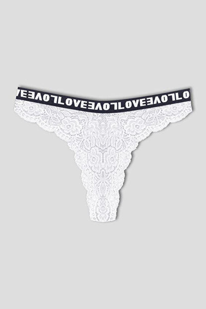 Brazilian Cut Lace LOVE Elastic High Waist Women's Panties 5-pack