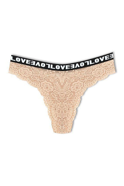 Brazilian Cut Lace LOVE Elastic High Waist Women's Panties 3-Piece