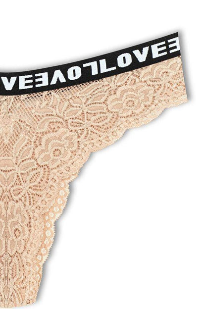 Brazilian Cut Lace LOVE Elastic High Waist Women's Panties 3-Piece