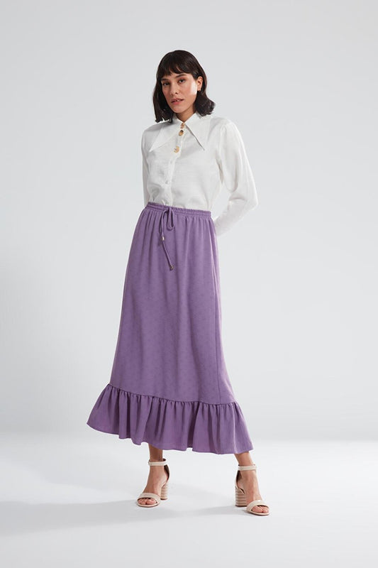 Gathered Lilac Long Skirt