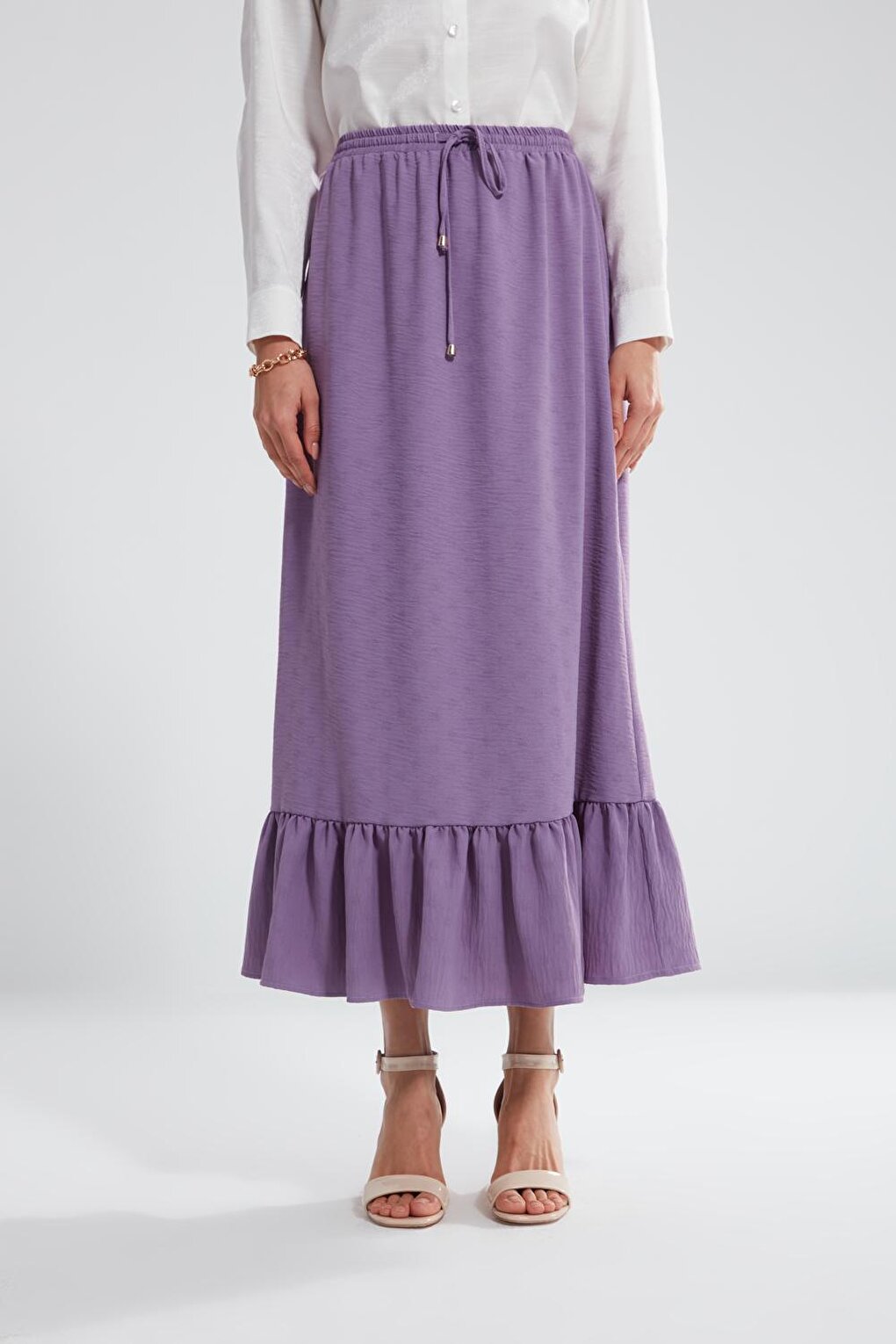 Gathered Lilac Long Skirt