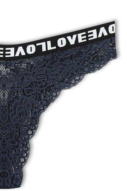 Brazilian Cut Lace LOVE Elastic High Waist Women's Panties 5-pack