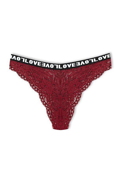 Brazilian Cut Lace LOVE Elastic High Waist Women's Panties 5-pack