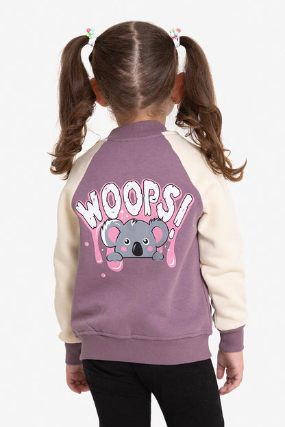 Girl's Plum Woopsi Print 1-5 Years College Jacket