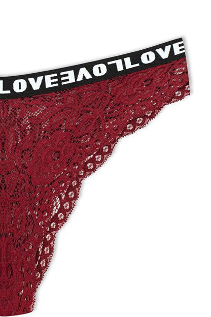 Brazilian Cut Lace LOVE Elastic High Waist Women's Panties 5-pack