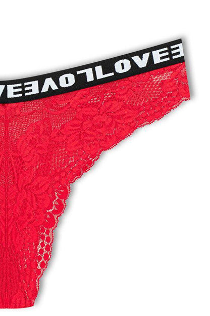 Brazilian Cut Lace LOVE Elastic High Waist Women's Panties 5-pack