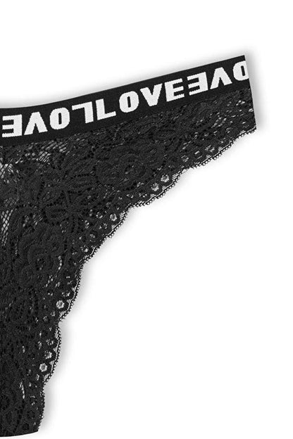 Brazilian Cut Lace LOVE Elastic High Waist Women's Panties 5-pack