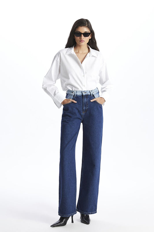 Blue Wide Leg Relaxed Fit Jean