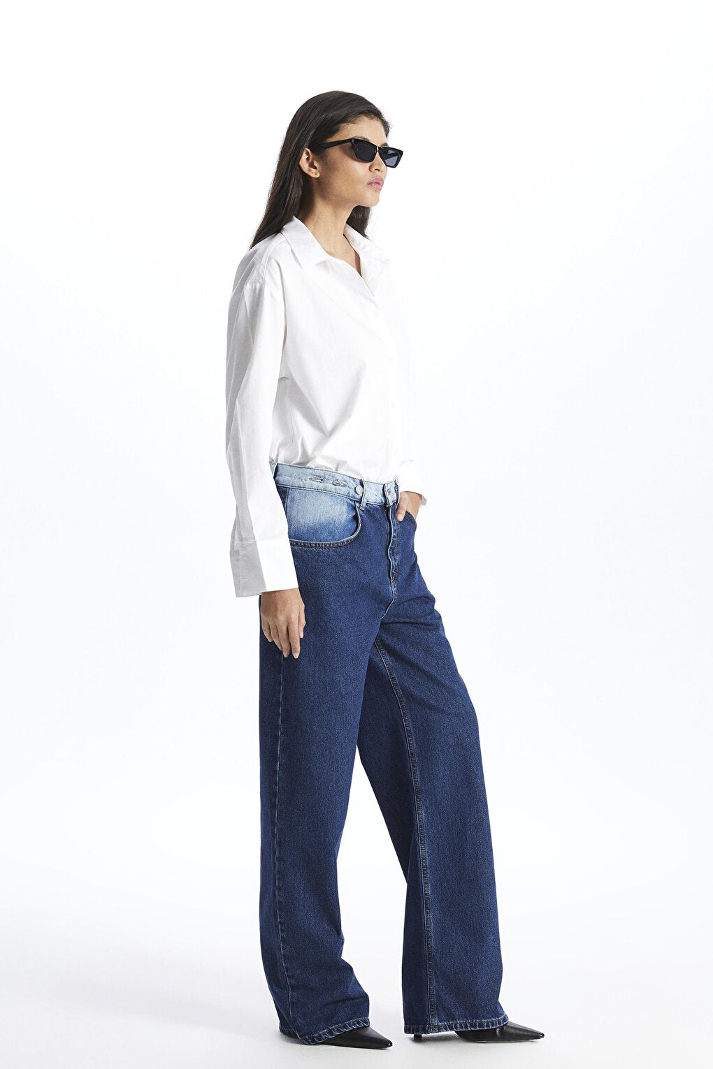 Blue Wide Leg Relaxed Fit Jean