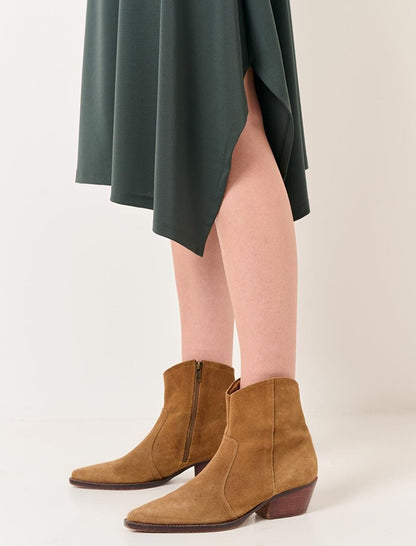 Dark Green Normal Waist Asymmetrical Cut Skirt