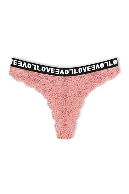 Brazilian Cut Lace LOVE Elastic High Waist Women's Panties 3-Piece