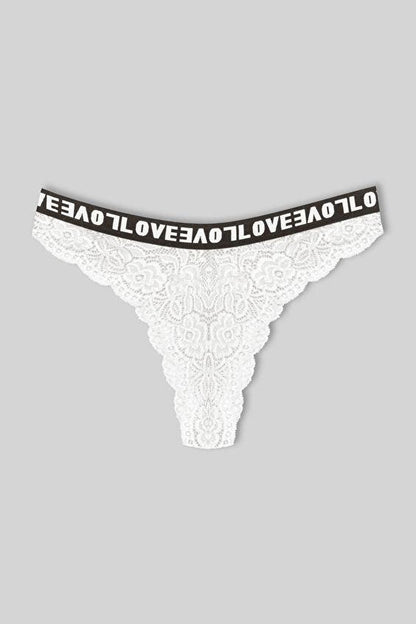 Brazilian Cut Lace LOVE Elastic High Waist Women's Panties 2-Piece