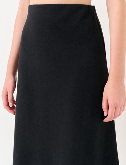 Black High Waist Soft Textured Midi Skirt