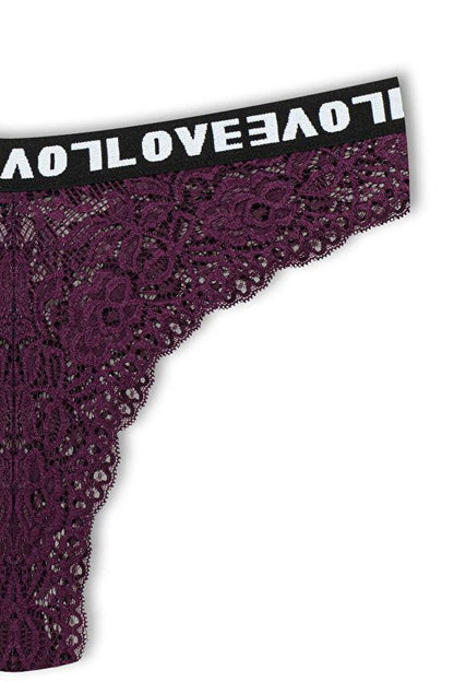 Brazilian Cut Lace LOVE Elastic High Waist Women's Panties 3-Piece