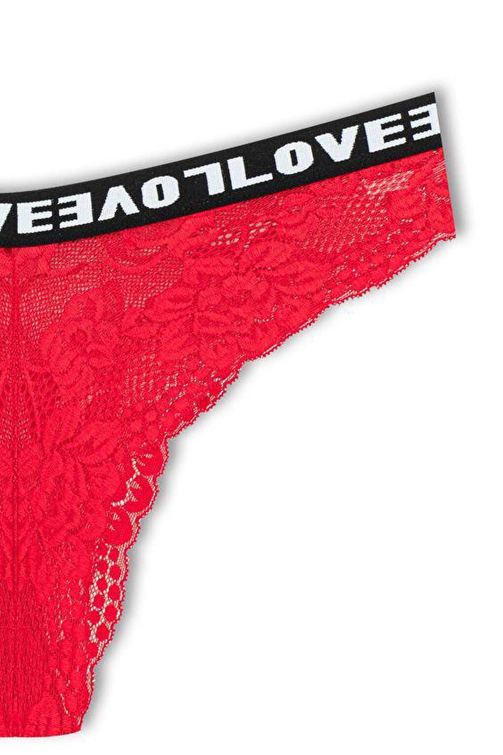 Brazilian Cut Lace LOVE Elastic High Waist Women's Panties 2-Piece